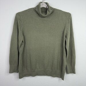 L.L.Bean Sweater Womens 2X Green Turtleneck Classic Preppy Career Minimalist